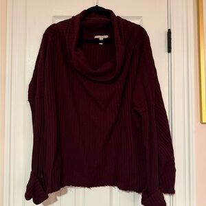 Free People Deep Burgundy Cowl Neck Sweater